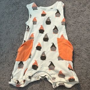 Cat and Dogma 3-6 month one piece - Gnome pattern.